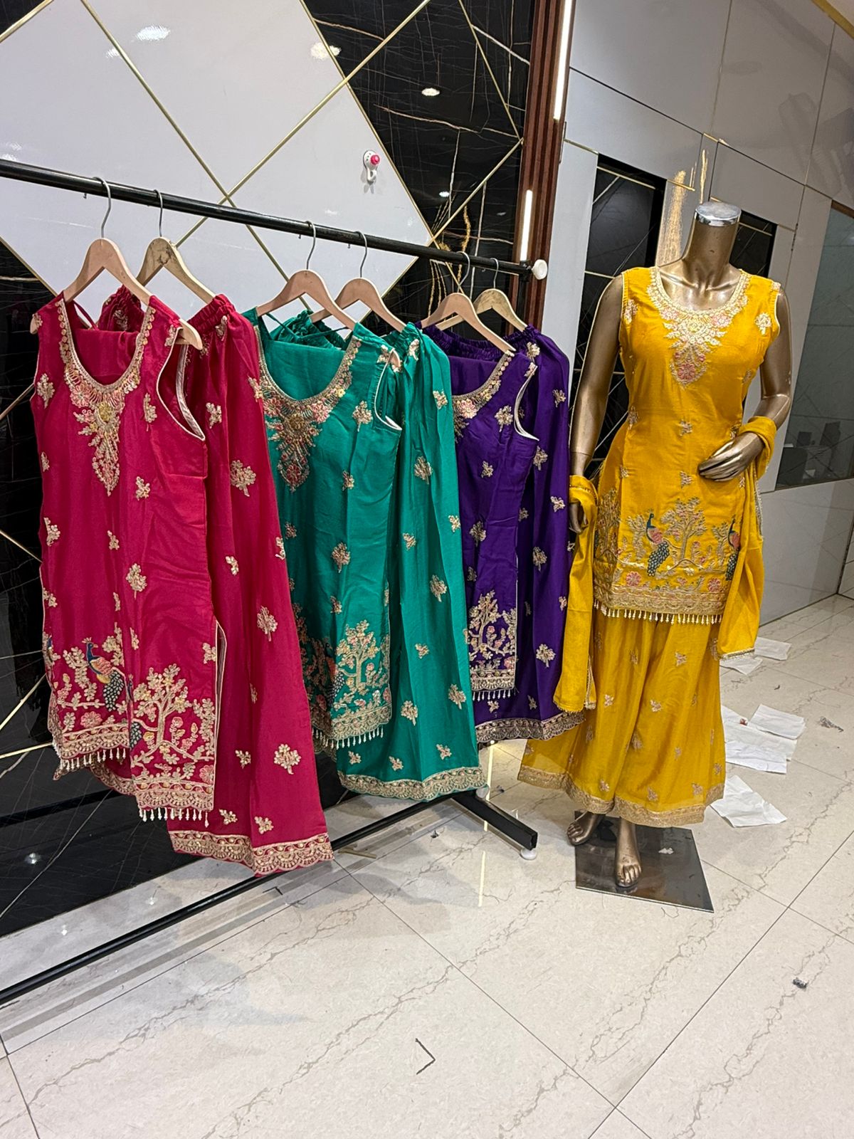 Peacock Royale Threadwork Sharara Set