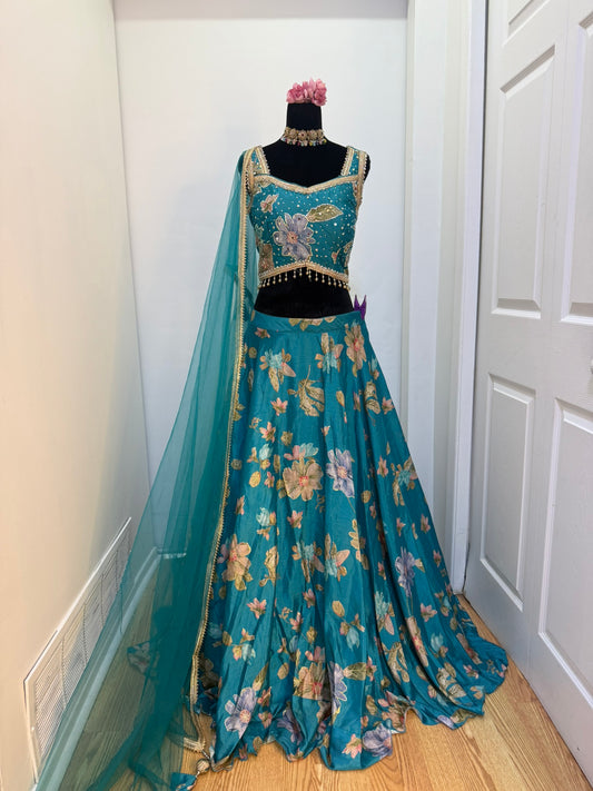 Blue-toned Floral Mahima Mahajan Inspired Lehnga Choli
